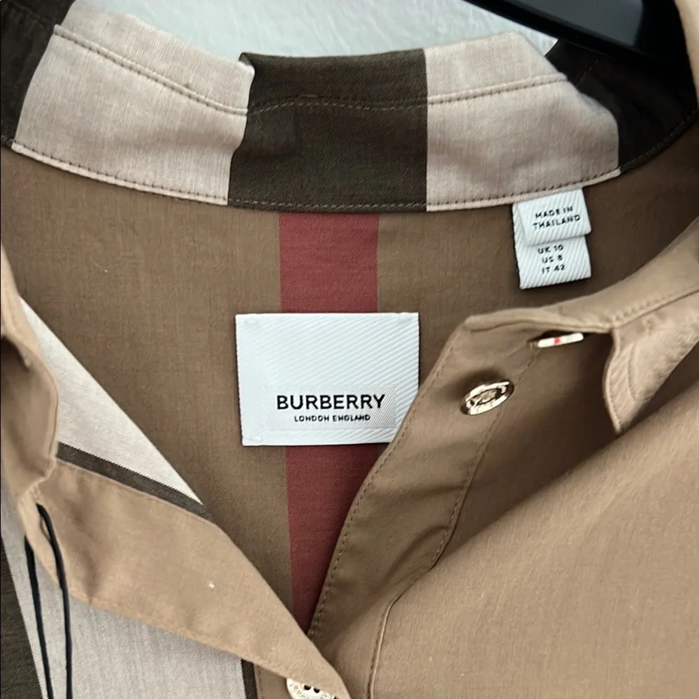 Burberry Women's Plaid Dress - Brown and Black - Picture 2 of 13